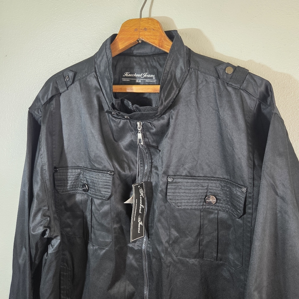 Knockout Jeans 3XLB Black Zip Jacket Big Tall NWT Military Style - Picture 7 of 13
